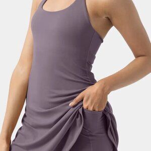 Softlyzero™ Plush Halter Backless 2-in-1 Pocket Mini Slip Active Dress, purple